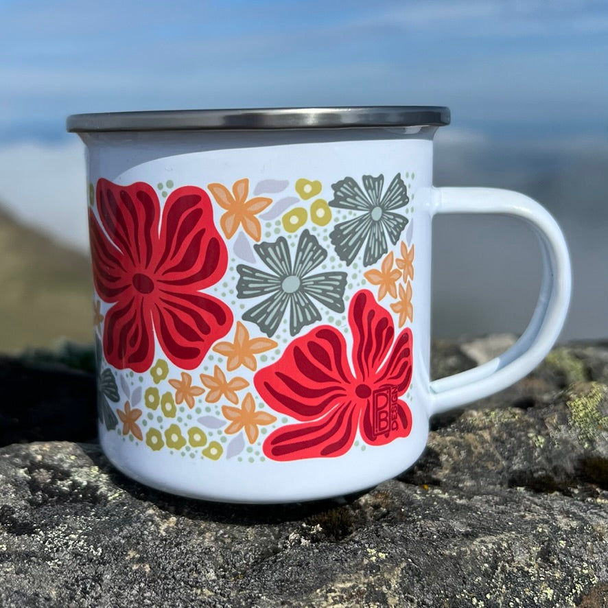 Wildflower Enamel Mug - Magenta Grey