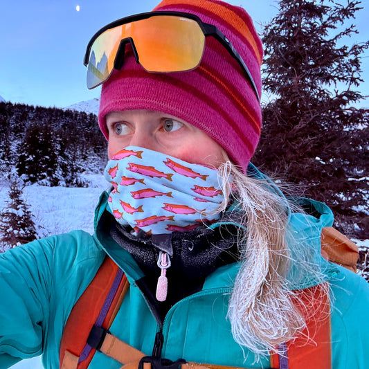 Salmon Neck Gaiter - Light Blue & Pink