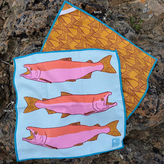 Salmon Microfiber Washcloth - Blue & Pink