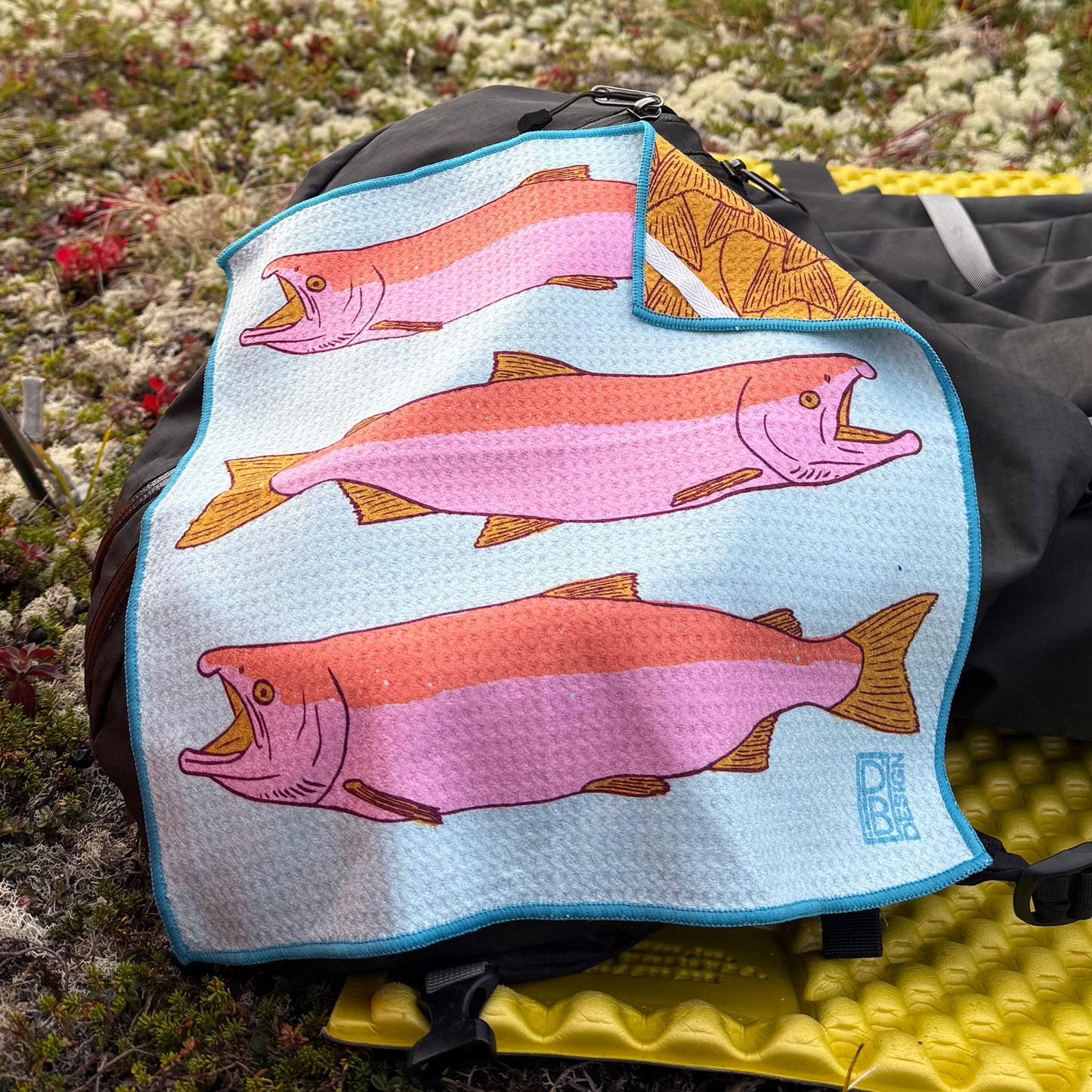 Salmon Microfiber Washcloth - Blue & Pink