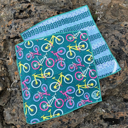Mountain Bike Microfiber Washcloth - Teal