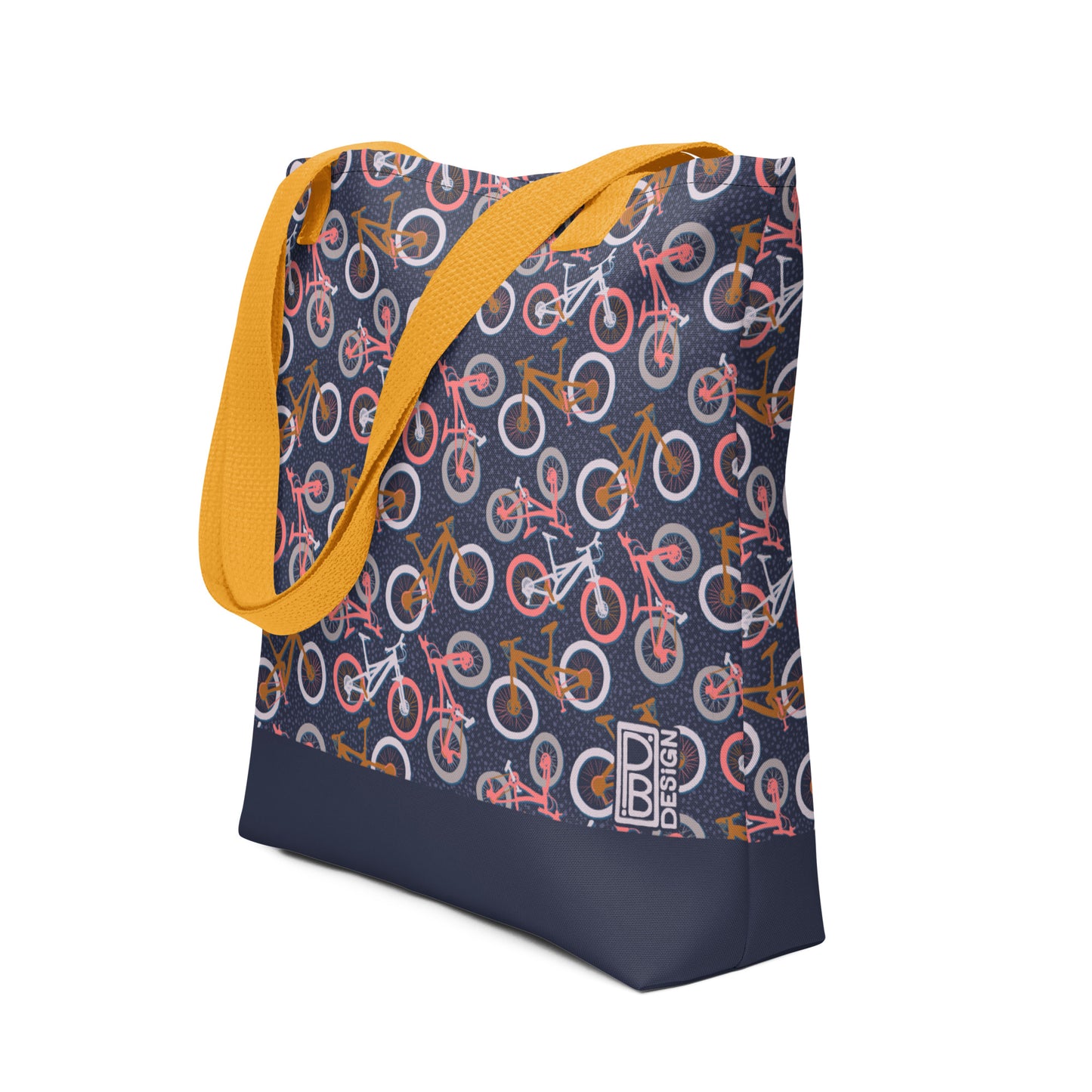 Mountain Bike Tote Bag - Navy and Pink