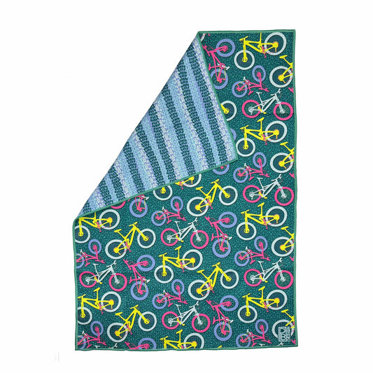 Mountain Bike Tea Towel - Teal, Pink, & Yellow