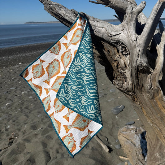 Halibut - Retro - Microfiber Washcloth