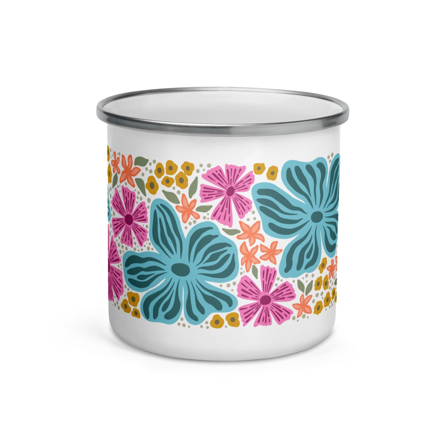 Wildflower Enamel Mug - Blue & Pink