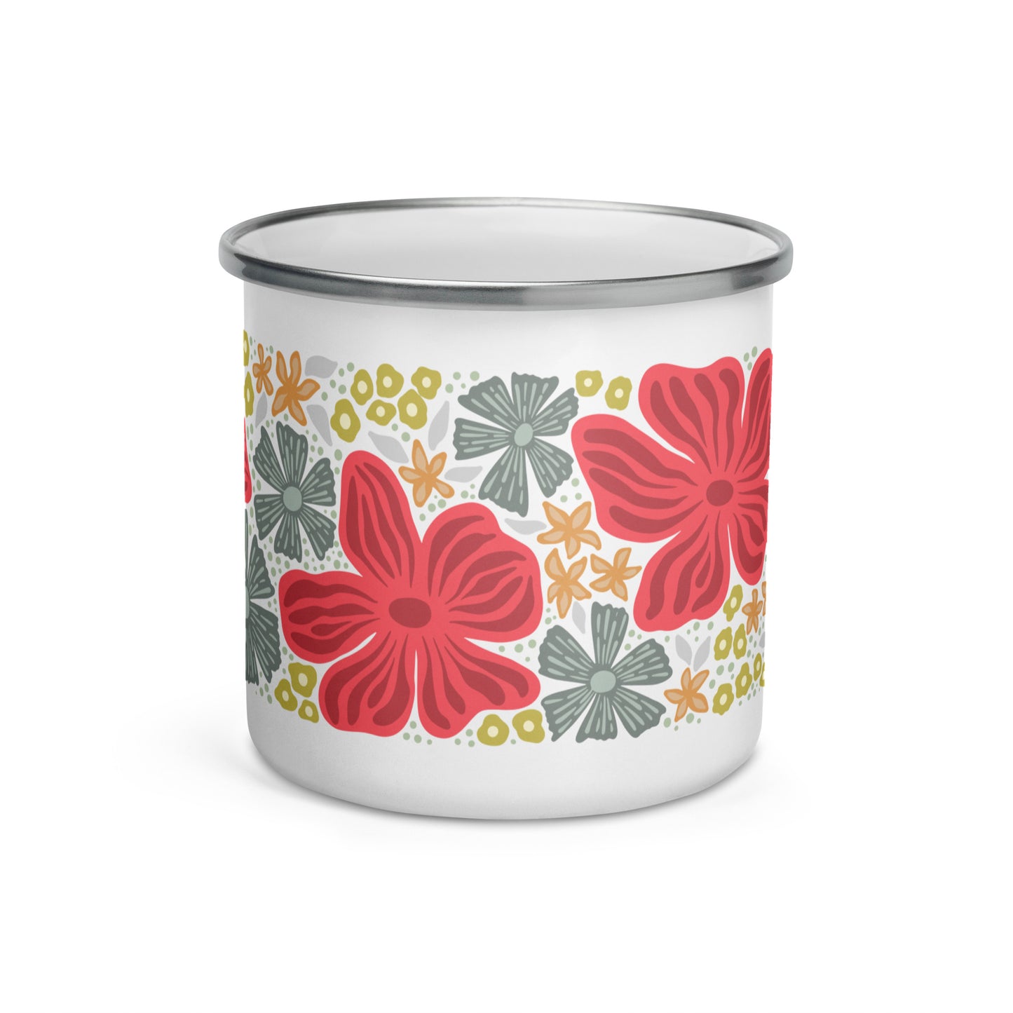 Wildflower Enamel Mug - Magenta Grey