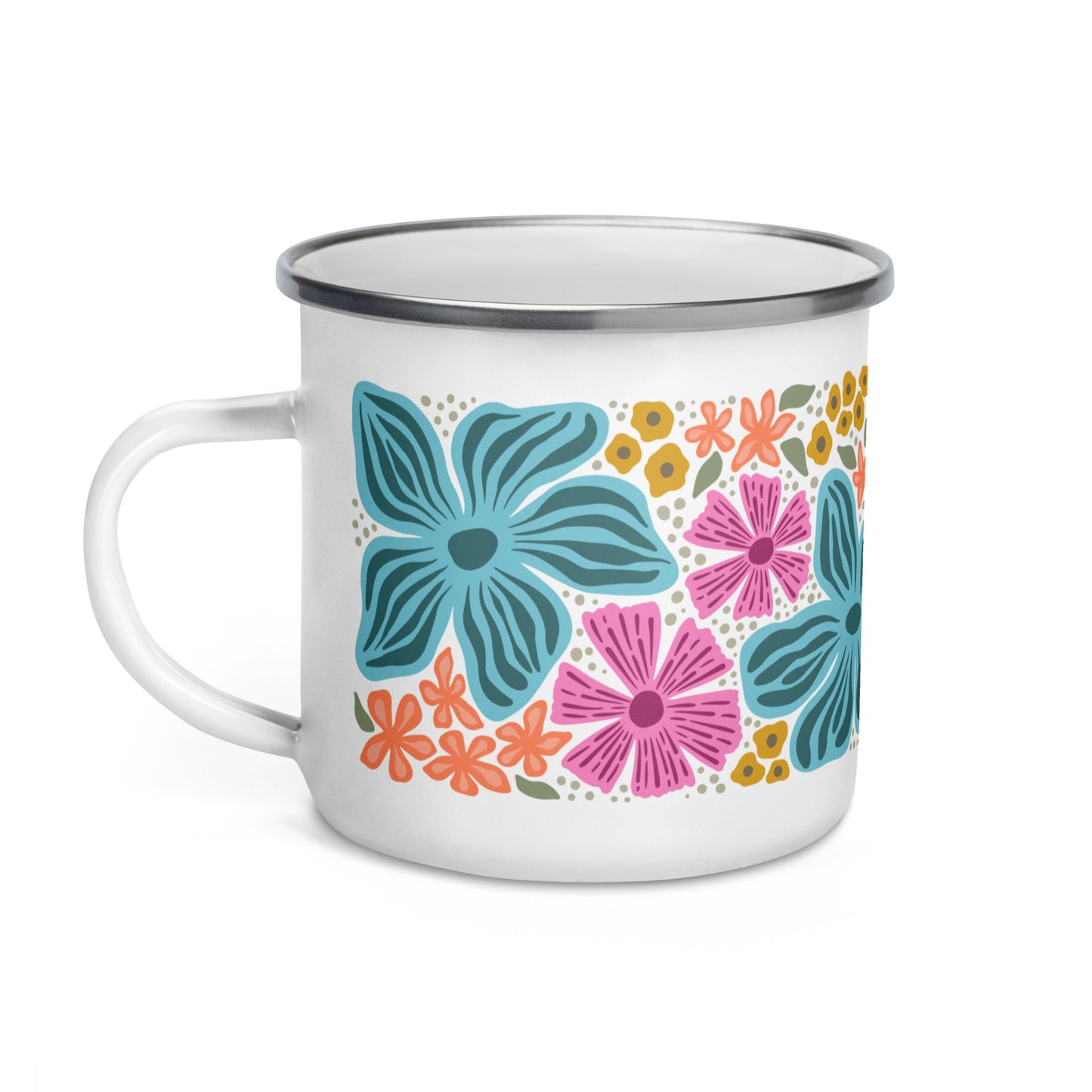 Wildflower Enamel Mug - Blue & Pink