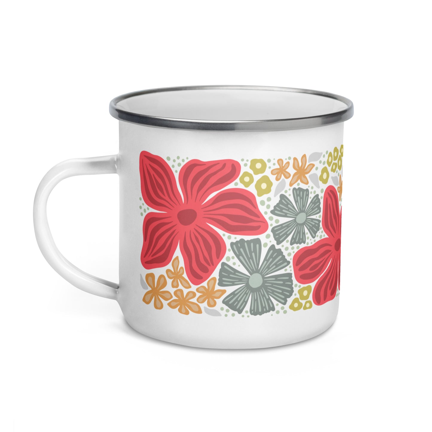Wildflower Enamel Mug - Magenta Grey