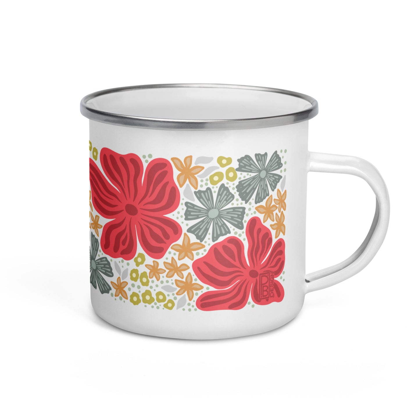 Wildflower Enamel Mug - Magenta Grey