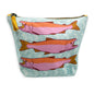 Salmon - Blue & Pink - Gusseted Zipper Pouch
