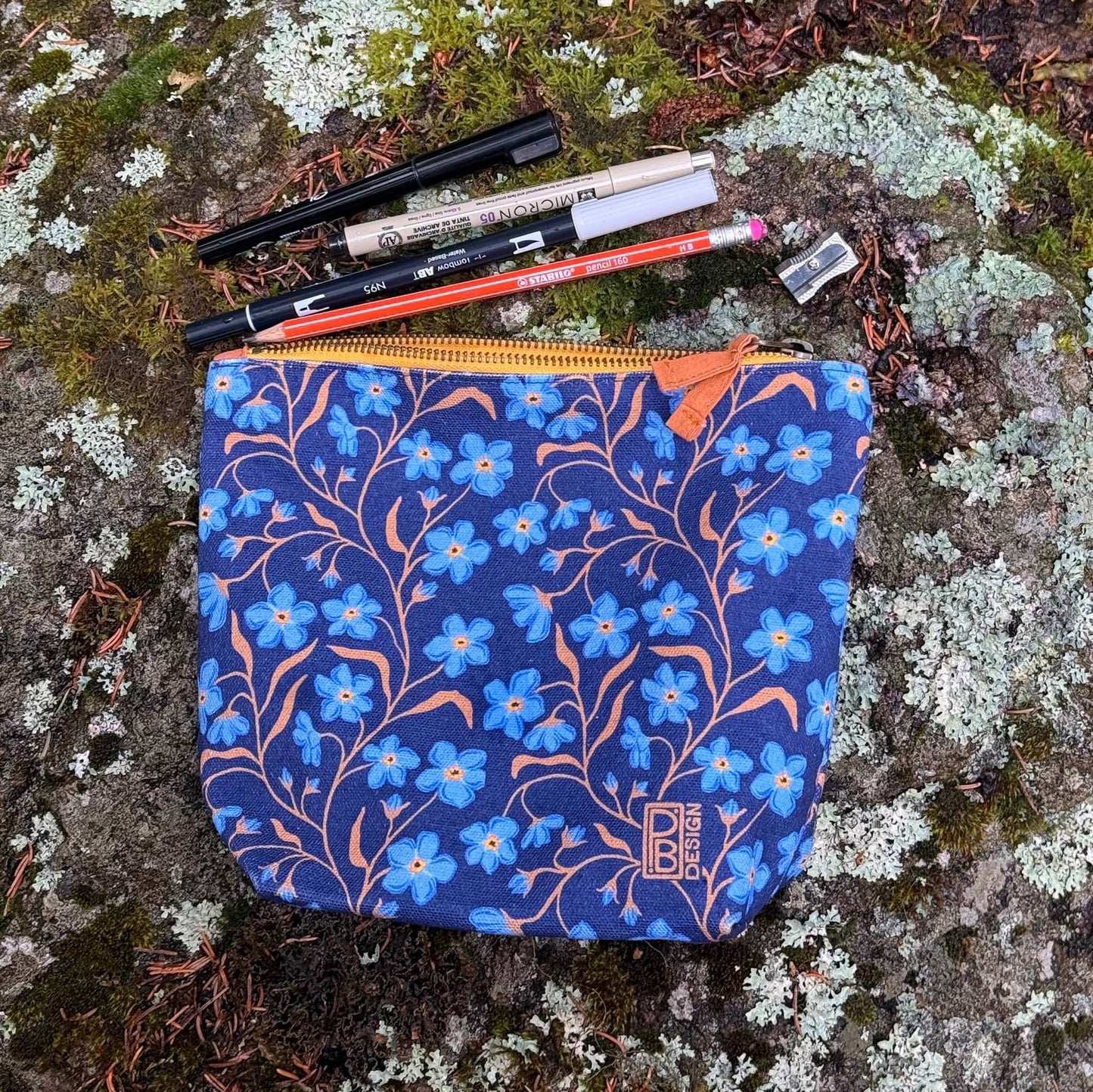 Forget Me Not - Gusseted Zipper Pouch