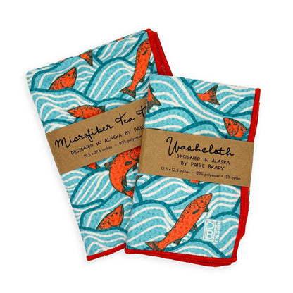 Jumping Salmon Microfiber Towel Set