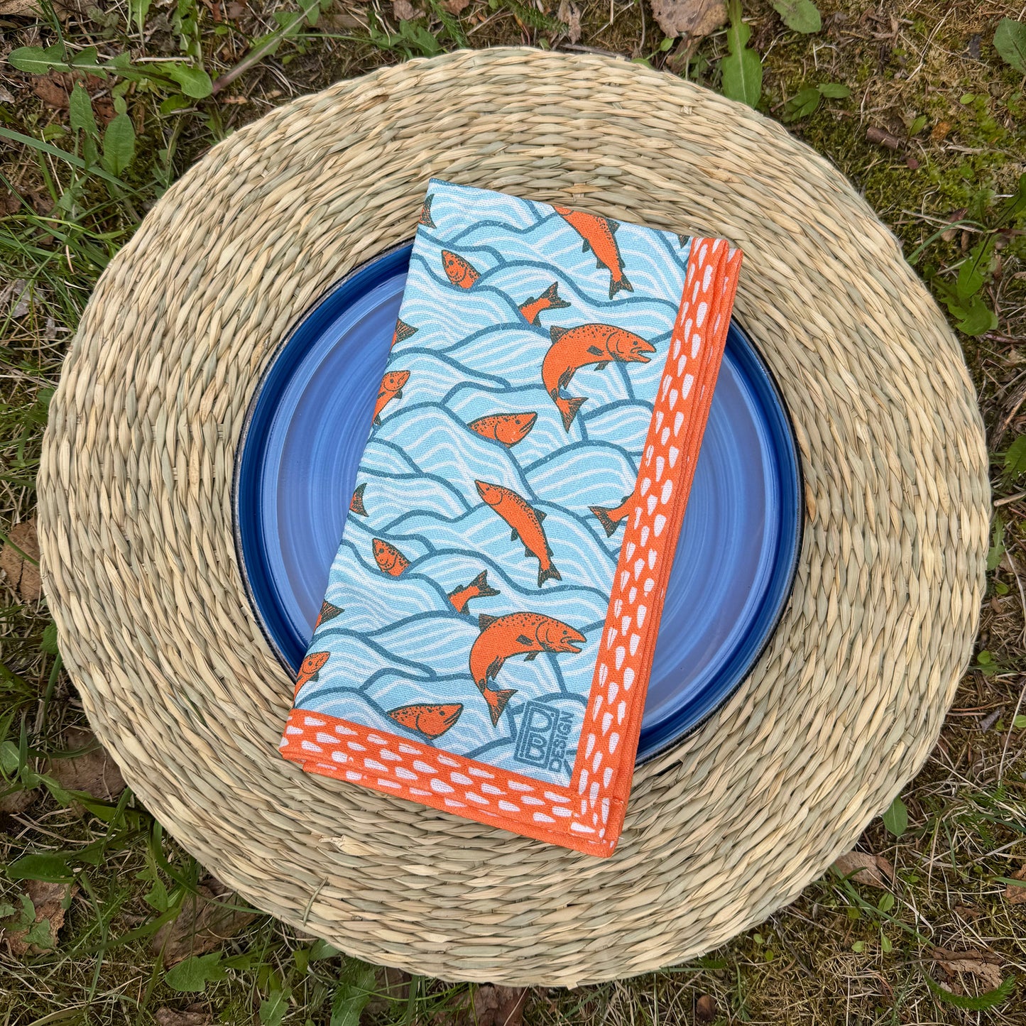 Jumping Salmon Cloth Napkins