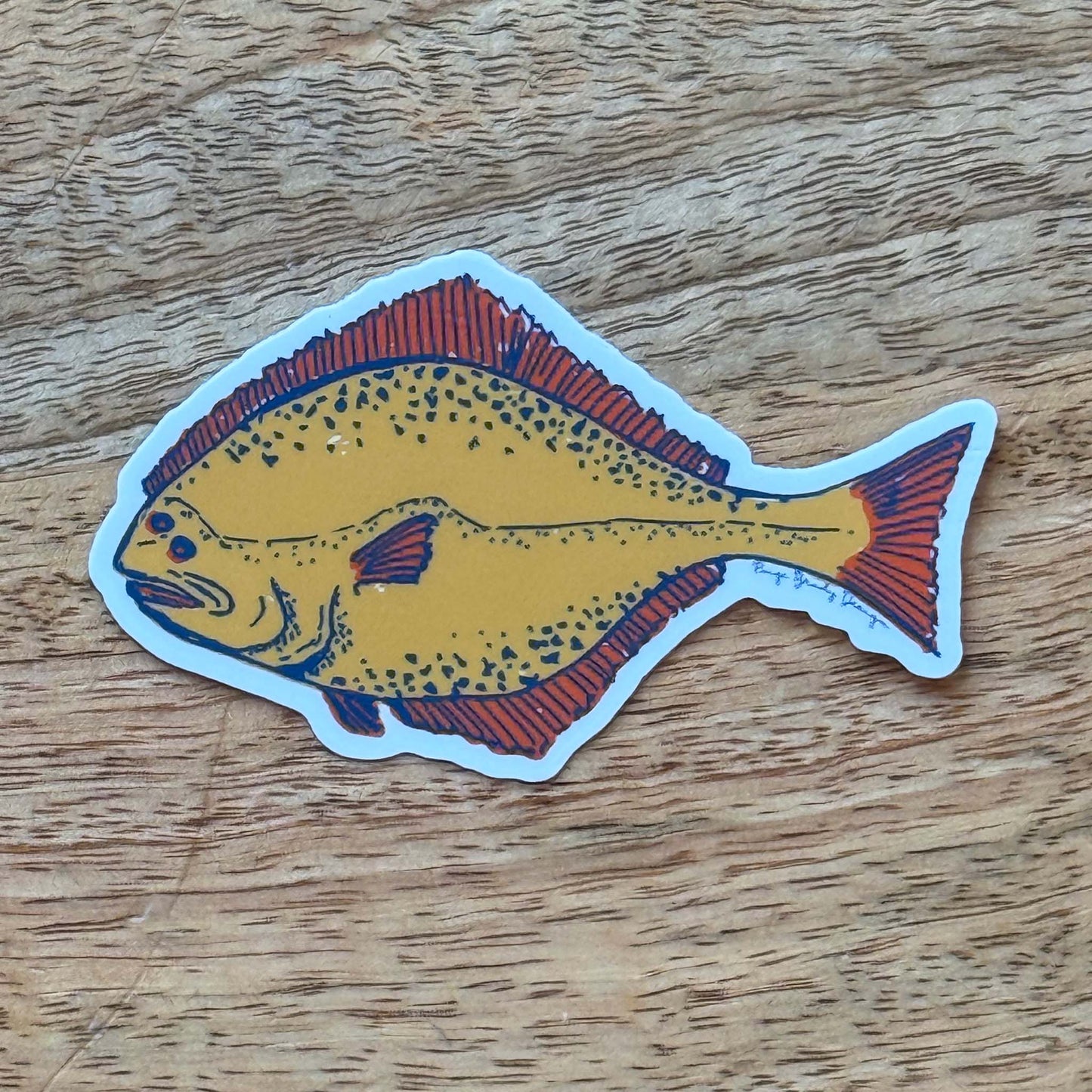 Halibut Sticker - Yellow Red