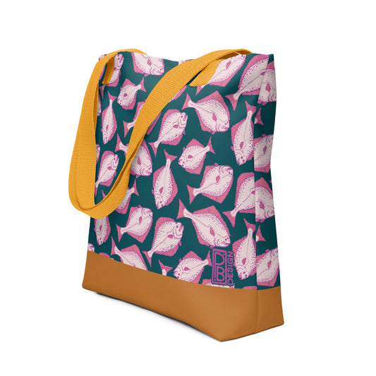 Halibut Tote Bag - Teal & Pink