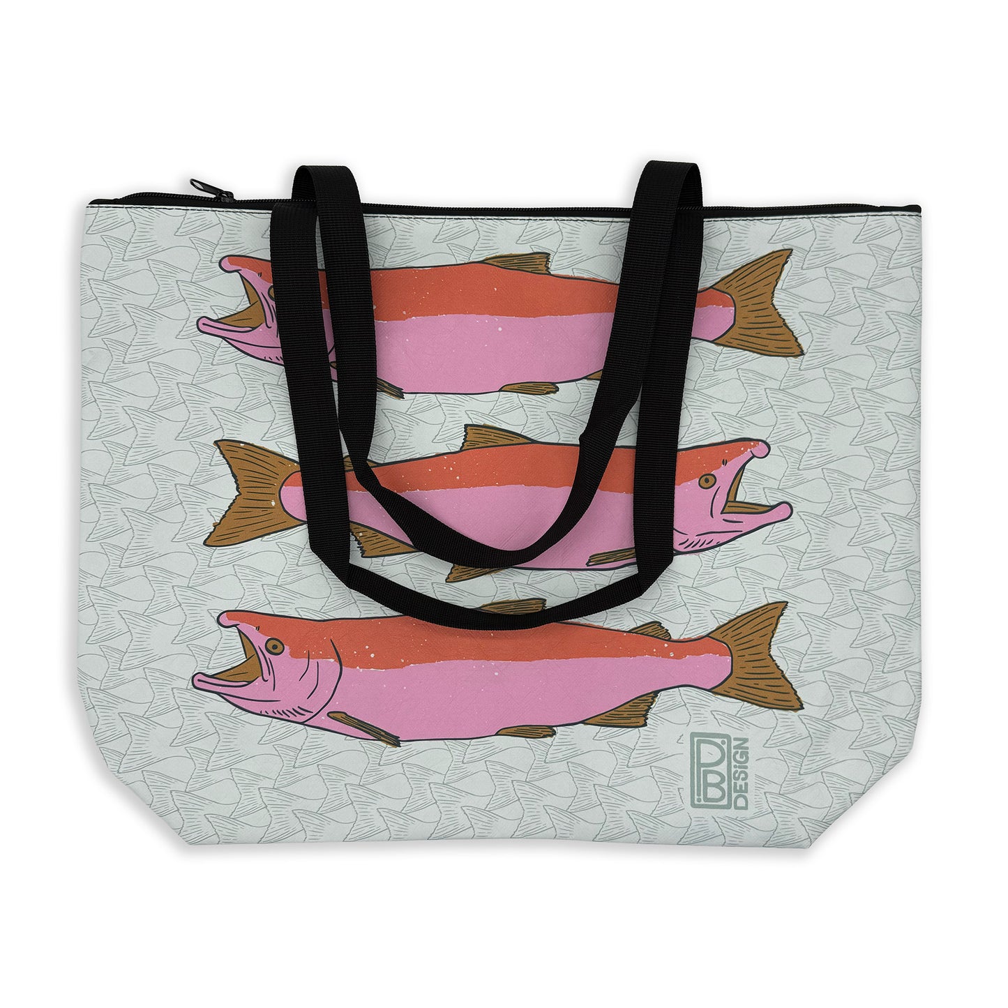 Tyvek Tote Bag - Salmon - Blue & Pink