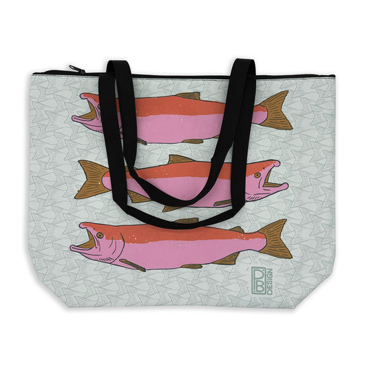 Tyvek Tote Bag - Salmon - Blue & Pink