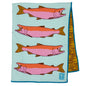 Large Salmon Tea Towel - Blue & Pink