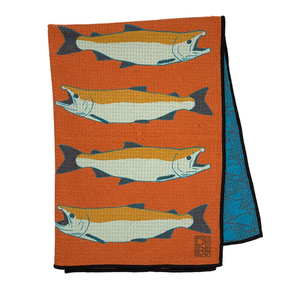 Large Salmon Tea Towel - Rust