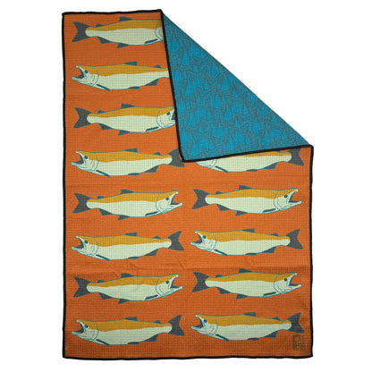 Large Salmon Tea Towel - Rust