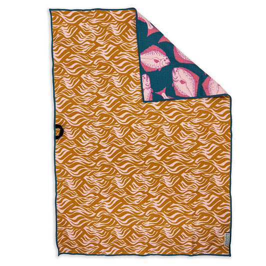 Halibut Tea Towel - Teal & Pink