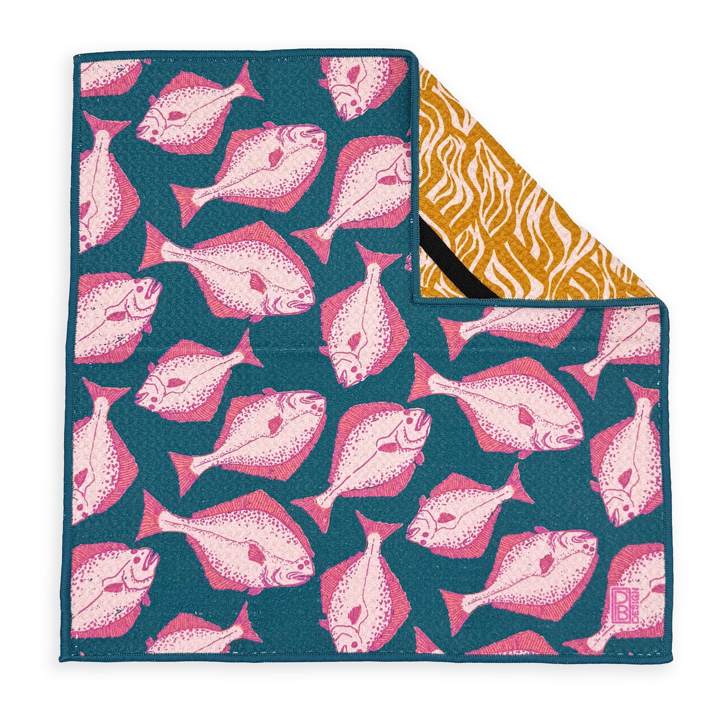 Halibut - Teal & Pink - Microfiber Washcloth