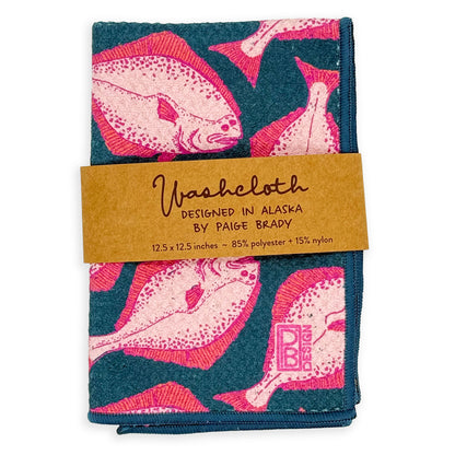 Halibut - Teal & Pink - Microfiber Washcloth