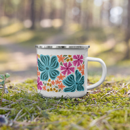 Wildflower Enamel Mug - Blue & Pink