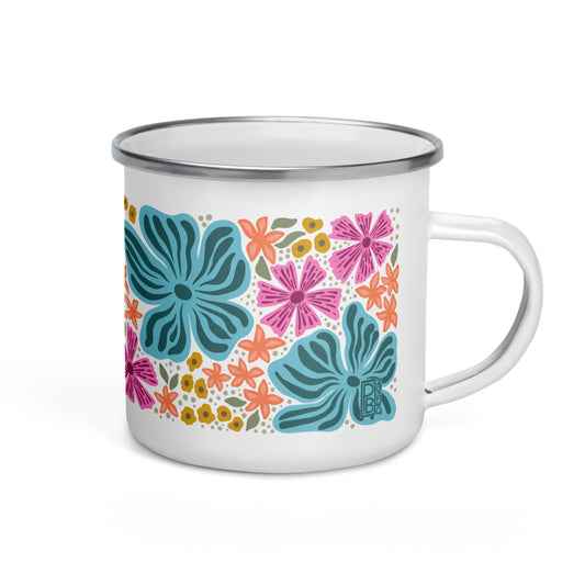Wildflower Enamel Mug - Blue & Pink