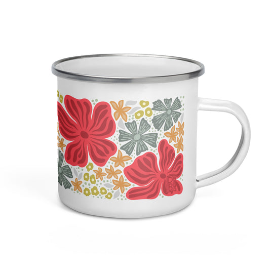 Wildflower Enamel Mug - Magenta Grey