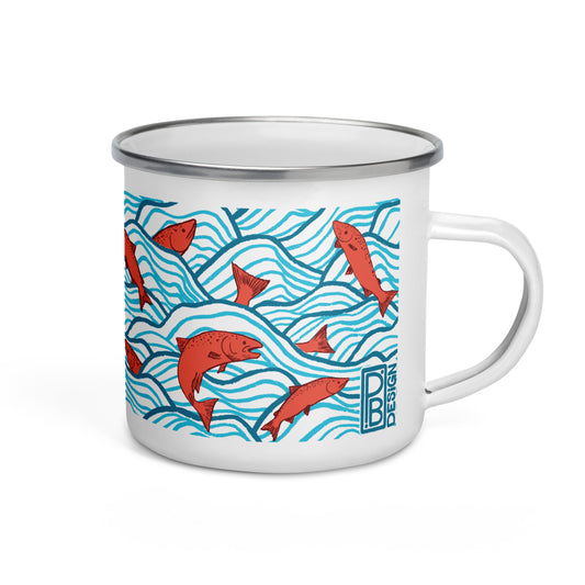 Jumping Salmon Enamel Mug